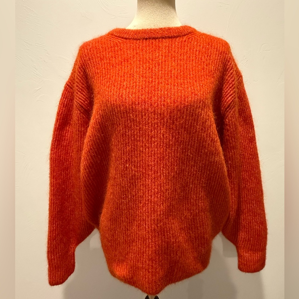 Sayaka Davis - Cozy Orange Wool/Mohair Crewneck Women's Sweater